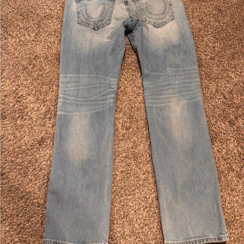 True Religion Blue Straight Jeans Classic Style Rocco Relaxed Skinny Men's